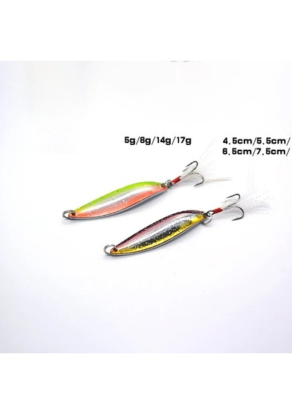 Yeşil Turuncu Tarzı 14G Gökkuşağı Wobblers Vıb 5g 8g 17G Lazer Cazibesi Metal Jig Yavaş Jiggingtrolling Wobbler Metal Kaşık Tüy Kancalı Cazibesi Balık (Yurt Dışından) fırsatları