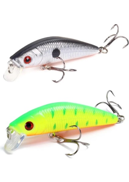 No.1 Tarzı Suffyu Minnow Balıkçılık Cazibesi 7cm.5g 3D Gözler Crankbait Wobbler Yapay Sert Yem Üç Çapa Kanca Olta Takımı (Yurt Dışından)