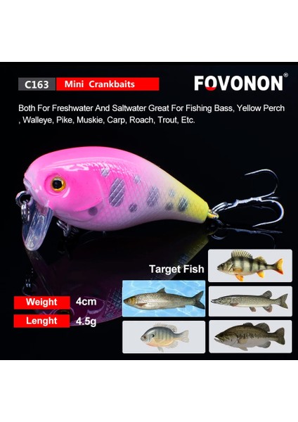Renk N Stili Fovonon Float Crankbaits Wobbler Derin Balıkçılık Cazibesi C Crankbait Jerkbait Yem Levrek Pesca Mini Wobblers Balıkçılık Lures (Yurt Dışından) fiyatları