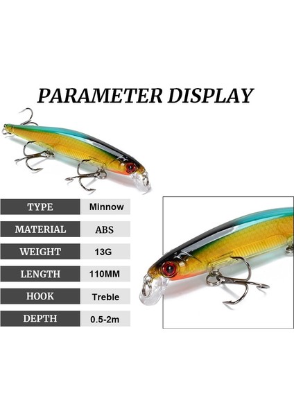 No.13 Tarzı Minnow Balıkçılık Cazibesi 11CM 7.5cm Batan Wobblers Pesca Yapay Sert Yem 3 Kanca Crankbait Bas Sazan Lures Olta Takımı (Yurt Dışından) modelleri