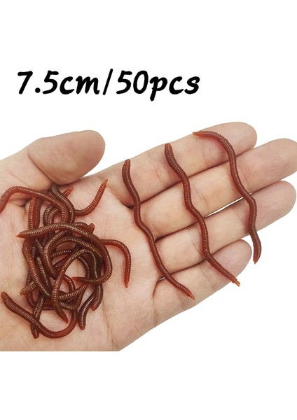 7.5cm 50 Adet Bir Stil 20 Adet-Gerçekçi Kırmızı Solucan Yumuşak Cazibesi Solucan Buz Kış Balıkçılık Silikon Yapay Yem Balık Karides Katkı Maddesi Bas Sazan (Yurt Dışından)