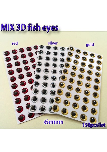 6mm 150 Adet Stili Karıştırın Ix Balıkçılık Cazibesi Gözler Uçar Balık Gözleri Uçar Bağlama Malzemesi, Cazibesi Yemler Gümüş + Altın + Kırmızı Karışımı Toatl Lotu Yapar (Yurt Dışından)