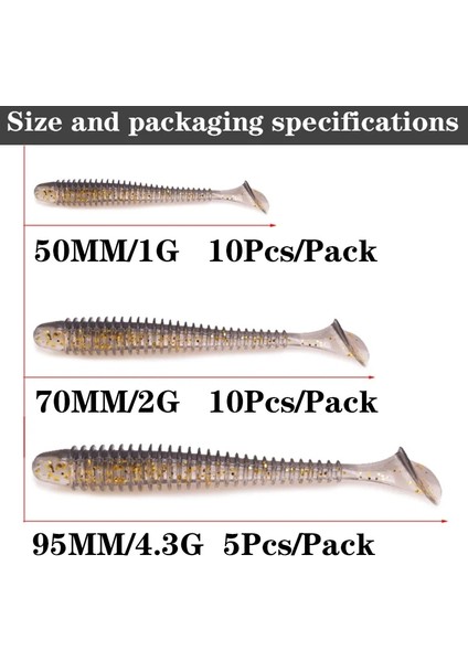 G Tarzı 50MM 1g 10 Adet Proleurre Balıkçılık Solucan Yumuşak Lures Jig Wobblers 5cm 7cm 9cm Sazan Bass Için Kolay Parlatıcı Yapay Çift Renk Silikon Swimbait (Yurt Dışından)