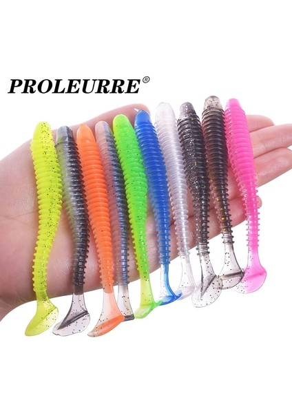 G Tarzı 50MM 1g 10 Adet Proleurre Balıkçılık Solucan Yumuşak Lures Jig Wobblers 5cm 7cm 9cm Sazan Bass Için Kolay Parlatıcı Yapay Çift Renk Silikon Swimbait (Yurt Dışından)