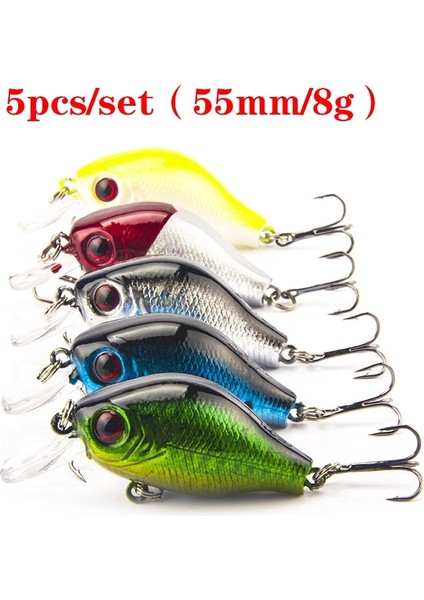 5 Adet 60MM 6g Tarzı Proleurre Yüce Karışık Balıkçılık Cazibesi Kitleri Wobbler Crankbait Swimbait Minnow Sert Baiters Sazan Yem Seti Olta Takımı (Yurt Dışından) modelleri