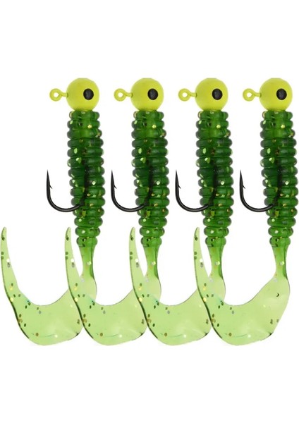 Yeşil Stil 1 Torba Jyj 3.5g Jig Kanca ile 6 cm Yumuşak Kuyruk Cazibesi Yem Solucan Kurtçuk Silika Olta Takımı Grub Yem Balıkçılık Levrek Mücadele Için (Yurt Dışından)