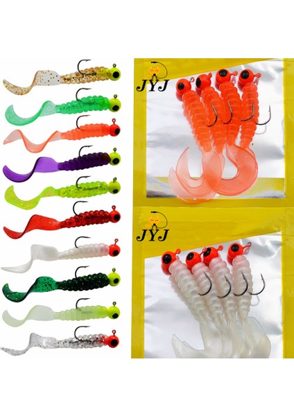 Yeşil Stil 1 Torba Jyj 3.5g Jig Kanca ile 6 cm Yumuşak Kuyruk Cazibesi Yem Solucan Kurtçuk Silika Olta Takımı Grub Yem Balıkçılık Levrek Mücadele Için (Yurt Dışından)