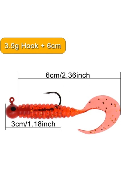 Yeşil Stil 1 Torba Jyj 3.5g Jig Kanca ile 6 cm Yumuşak Kuyruk Cazibesi Yem Solucan Kurtçuk Silika Olta Takımı Grub Yem Balıkçılık Levrek Mücadele Için (Yurt Dışından)