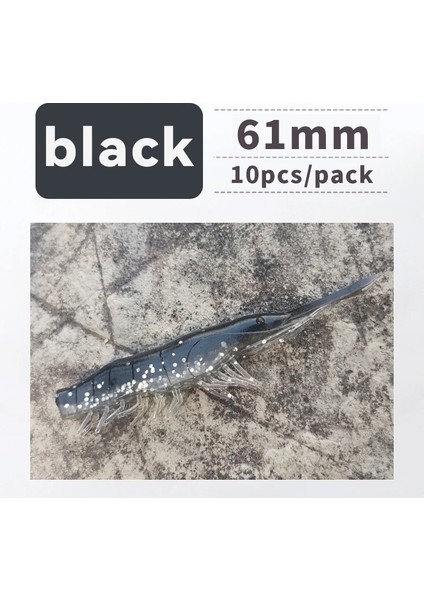 Siyah Stil 60MM 1.8g 10 Adet Ankıkedı Yumuşak Silikon Yem, Karides Sazan Levrek, Pike Balıkçılık Cazibesi Gamba Gambas Gambita Cazibesi, Deniz Solucan Swimbait Kaya Balıkçılığı (Yurt Dışından)
