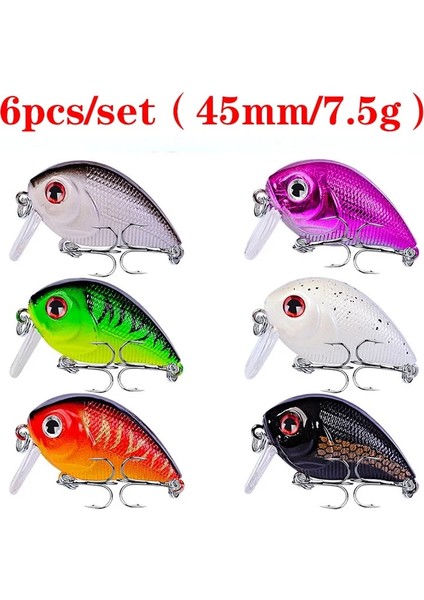 6 Adet 45MM 7.5g Tarzı Proleurre Yüce Karışık Balıkçılık Cazibesi Kitleri Wobbler Crankbait Swimbait Minnow Sert Baiters Sazan Yem Seti Olta Takımı (Yurt Dışından)