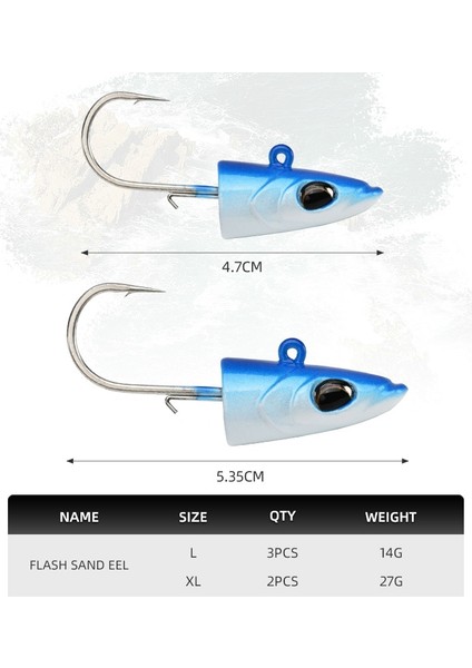 Size.xl Clr.c Kuyruk Stili Blux Flash Kum Yılan Balığı 14GG Yumuşak Balıkçılık Cazibesi Kuyruk Jig Kafa Kanca Minnow Yapay Yem Tuzlu Su Levrek Swimbait Takımı Dişli (Yurt Dışından) fırsatları