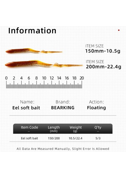 K Tarzı 200MM 3 Adet Bearkıng Yılan Balığı Yumuşak Yemler 20CM 15CM Yapay Yemler Balıkçılık Solucan Silikon Bas Pike Minnow Swimbait Jig Plastik Yemler (Yurt Dışından) fırsatları