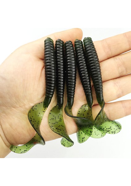 C Stili 5pcslot Solucan Kıvırcık Yumuşak Yem 8cm 4.3g Balıkçılık Cazibesi Jig Wobblers Silikon Tuz Kokusu ile Yapay Yemler Bas Sazan Swimbaits (Yurt Dışından)