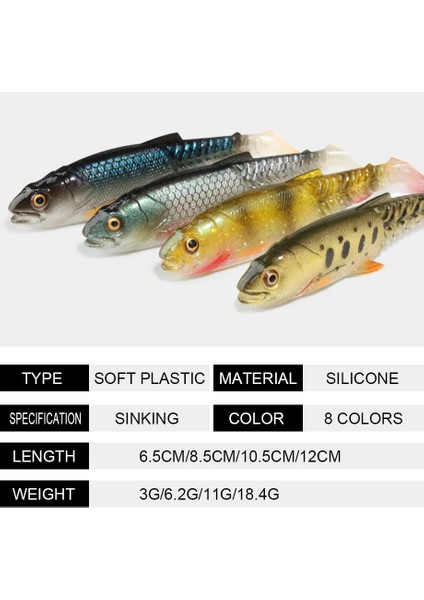 Renk-C Stili 4 Adet 6.2g 8.5cm Spinpoler Predator Yumuşak Balıkçılık Cazibesi Yem Damla Balıkçılık Wobbler Swimbait Kürek Kuyrukları Silikon Yapay Yem Olta Takımı (Yurt Dışından) fiyatları
