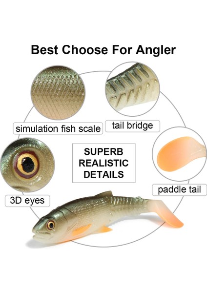 Renk-C Stili 4 Adet 6.2g 8.5cm Spinpoler Predator Yumuşak Balıkçılık Cazibesi Yem Damla Balıkçılık Wobbler Swimbait Kürek Kuyrukları Silikon Yapay Yem Olta Takımı (Yurt Dışından) modelleri