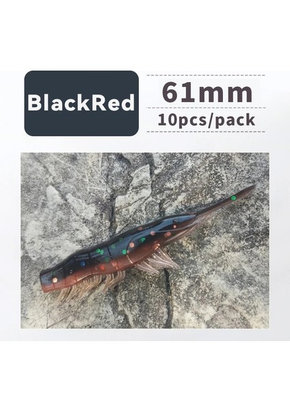 Siyahkırmızı Stil 60MM 1.8g 10 Adet Ankıkedı Yumuşak Silikon Yem, Karides Sazan Levrek, Pike Balıkçılık Cazibesi Gamba Gambas Gambita Cazibesi, Deniz Solucan Swimbait Kaya Balıkçılığı (Yurt Dışından)