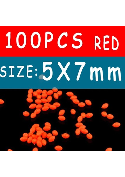 5X7MM 100 Adet Kırmızı Stil Oval Yumuşak Kauçuk Aydınlık Olta Boncukları Parlayan Lavabo Boncukları Tiz Kanca Balıkçılık Kuleleri Yeşil Kırmızı Balıkçılık Cazibesi Mücadele (Yurt Dışından)