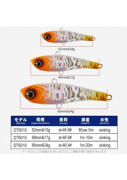 No.5 Tarzı 85MM 34G D1 Kış Balıkçılık Yüksek Pitch Vıb Lures 10G 17G 34G Çıngırak Batan Titreşim Yüksek Li Lazer Pesca Bas Ton Balığı Lüfer Takımı (Yurt Dışından)