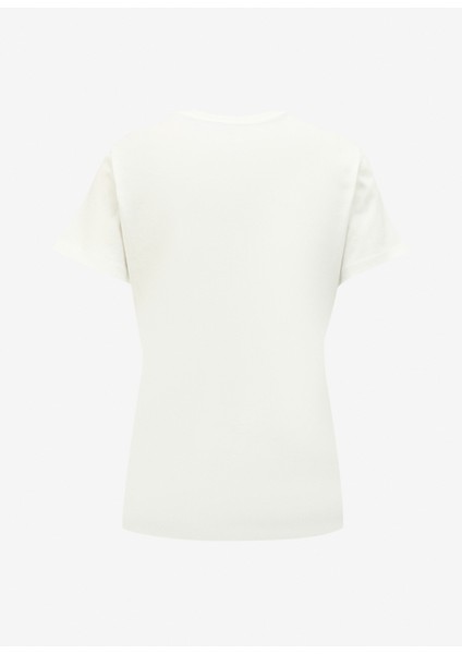 Kırık Beyaz Kadın Bisiklet Yaka T-Shirt D4SL-TST3053 fiyatları
