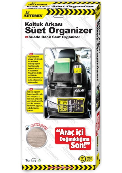 Süet Organizer Siyah / 1 Adet