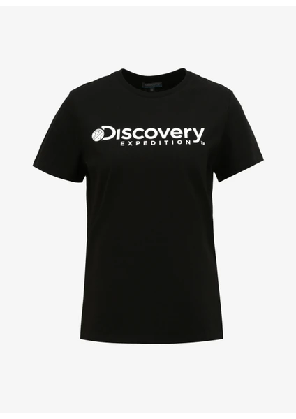 Discovery Expedition Siyah Kadın Bisiklet Yaka T-Shirt D4SL-TST3053