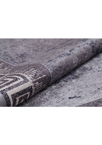 Modern Antrasit Dijital Baskı Hipoalerjenik Kaymaz Taban Halı Yolluk fiyatları