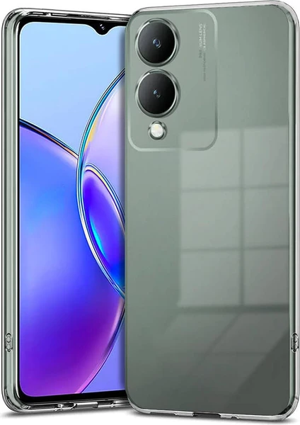 Case 4u Vivo Y17S Uyumlu Kılıf Kamera Korumalı Yumuşak Şeffaf Ince Süper Silikon