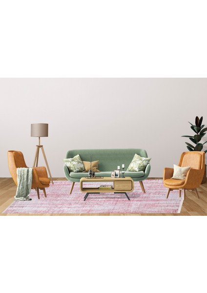 Modern Pembe Dijital Baskı Hipoalerjenik Kaymaz Taban Halı Yolluk fırsatları