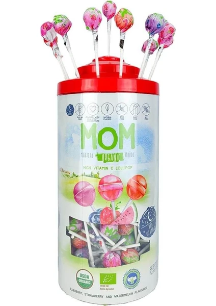 Organic Meyve Aromalı Silindir Organik Lolipop 5,8 gr 200 Adet