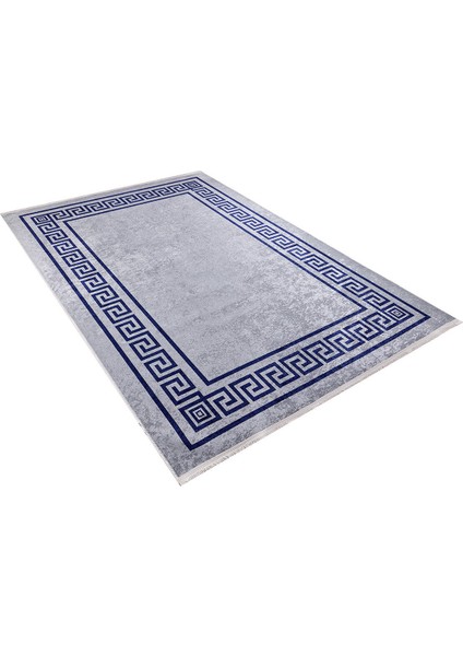 Modern Lacivert Gri Dijital Baskı Hipoalerjenik Kaymaz Taban Halı Yolluk modelleri