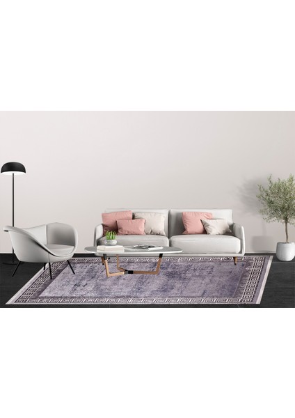 Modern Antrasit Dijital Baskı Hipoalerjenik Kaymaz Taban Halı Yolluk indirimleri