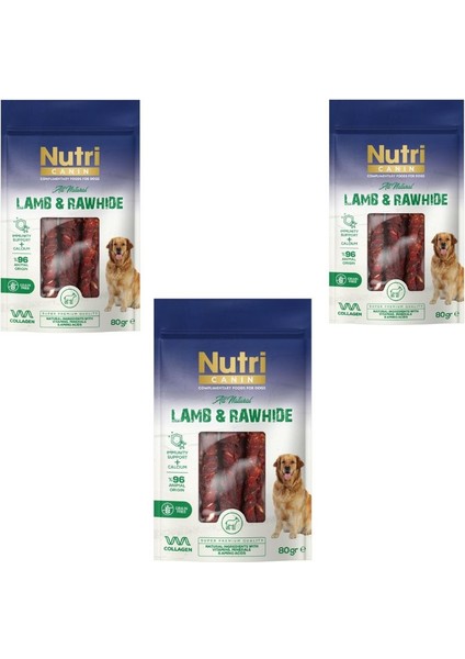 Rawhide Kuzu Eti Sarılı Kemik Köpek Ödülü 80 gr x 3 Adet et