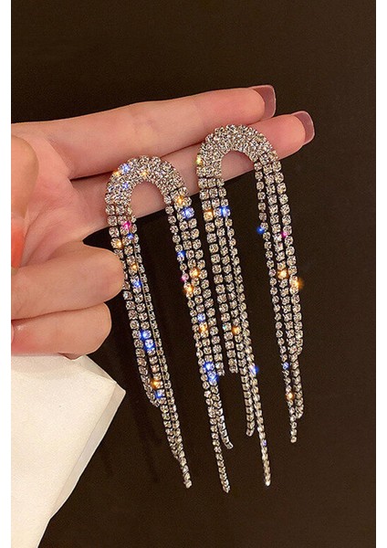 Taşlı Püsküllü Sallantılı Küpe fiyatları