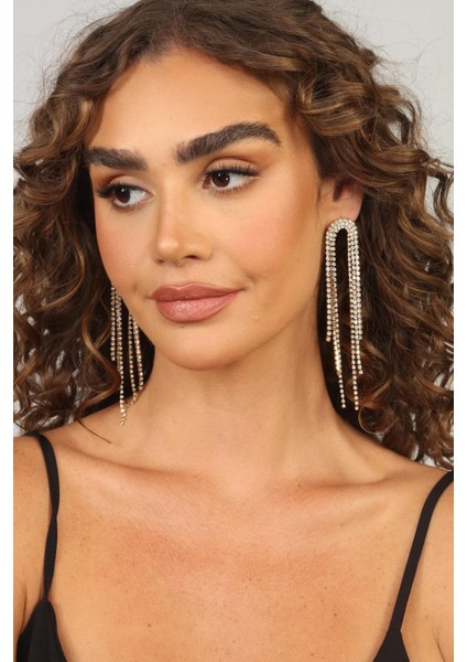 Taşlı Püsküllü Sallantılı Küpe indirimleri