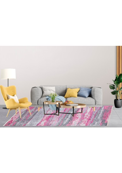Modern Pembe Dijital Baskı Hipoalerjenik Kaymaz Taban Halı Yolluk Ha152 fırsatları