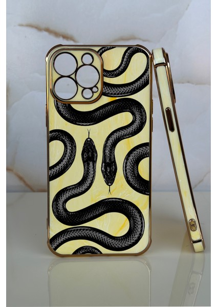 iPhone 11 Pro Yılan Tasarımlı Mermer Desenli Telefon Kılıfı