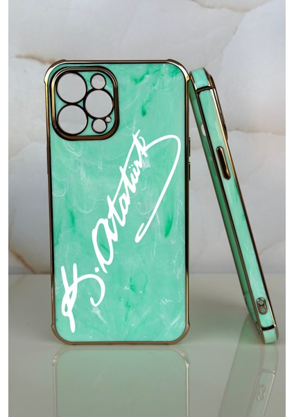 Apple iPhone 8 Plus Atatürk Tasarımlı Mermer Desenli Telefon Kılıfı
