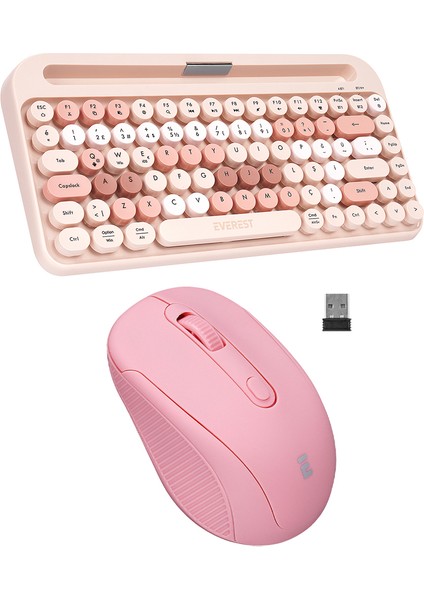 K-98 Latte 2.4g+Bt1+Bt2 Mac Wın Ios Android Kablosuz Bluetooth Klavye + Rose Gold Mouse Klavye Mouse