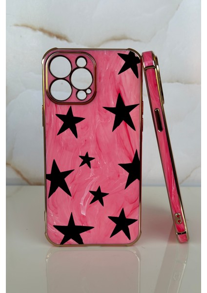 Apple iPhone 12 Pro Yıldız Tasarımlı Mermer Desenli Telefon Kılıfı