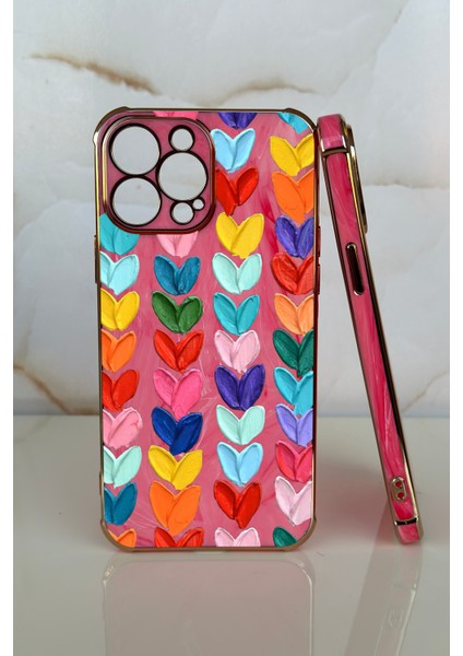 Apple iPhone 13 Kalpler Tasarımlı Mermer Desenli Telefon Kılıfı