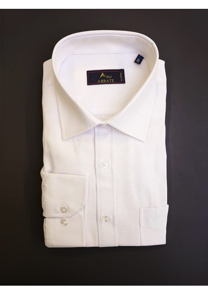 Regular Fit Erkek Beyaz Uzun Kollu Cepli Gömlek