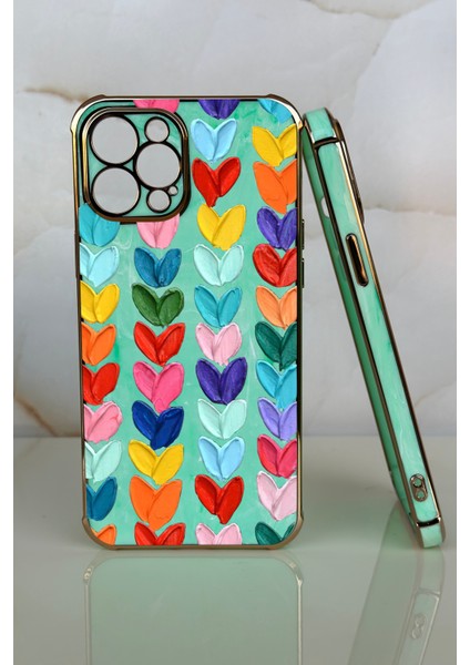 Apple iPhone 12 Kalpler Tasarımlı Mermer Desenli Telefon Kılıfı