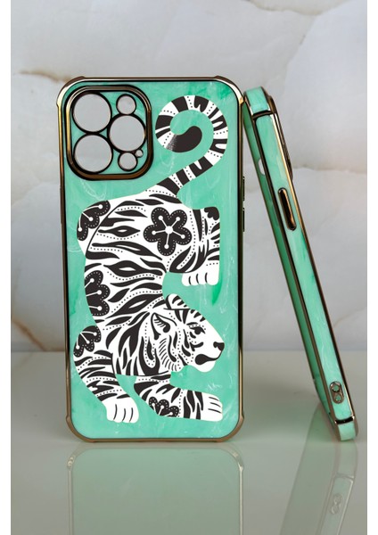 Apple iPhone 8 Plus Kaplan Tasarımlı Mermer Desenli Telefon Kılıfı