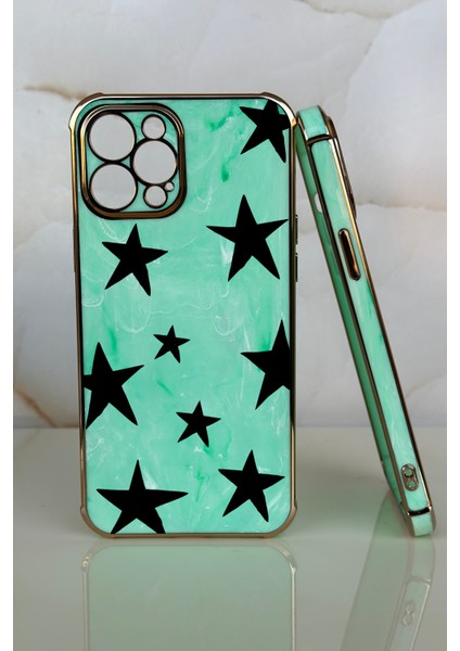 Apple iPhone 8 Plus Yıldız Tasarımlı Mermer Desenli Telefon Kılıfı