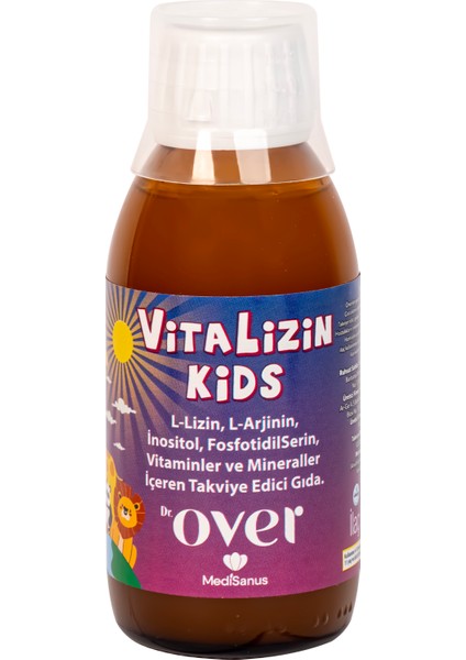 Dr.over Vitalizin Kids L-Lizin L-Arjinin Inositol Fosfotidilserin Vitamin ve Mineral İçeren Takviye Edici Gıda