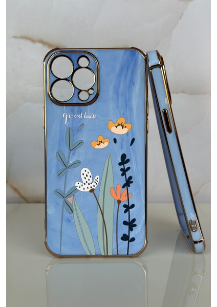 Apple iPhone 11 Çiçek Tasarımlı Mermer Desenli Telefon Kılıfı