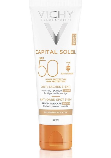 Capital Soleil Anti Dark Spots 3 In 1 SPF50+ Tinted Güneş Kremi 50 ml