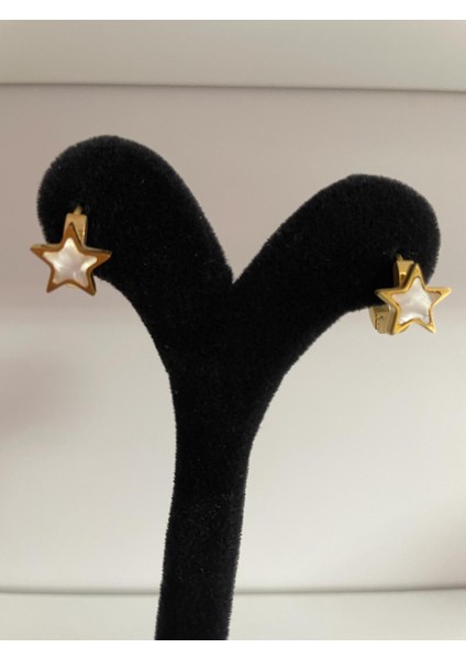Kadın Çelik Kararmaz Yıldız Klipsli Gold Küpe