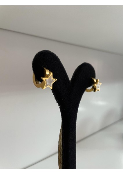 Kadın Çelik Kararmaz Yıldız Klipsli Gold Küpe fırsatları