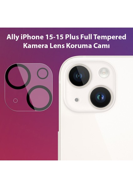 iPhone 15-15 Plus Full Tempered Kamera Lens Koruma Camı